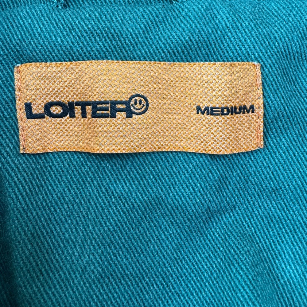 LOITER Flaws And Sins Varsity Logo Jacket size Medium Green Off White $229 - Picture 8 of 16